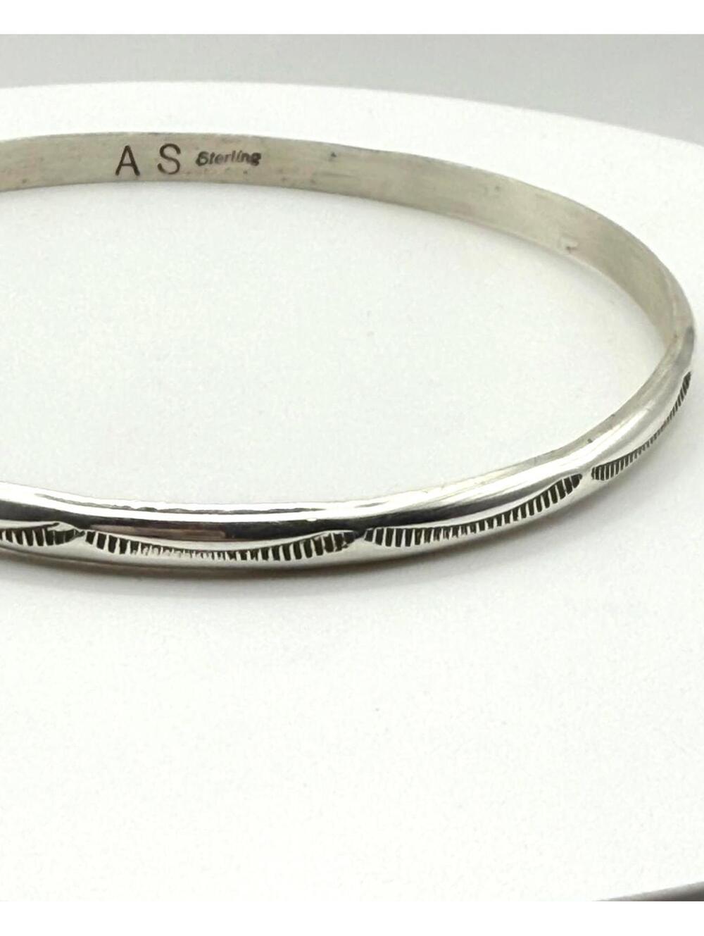 Annette Sanchez Native American Sterling Silver 925 Bangle Bracelet 7"